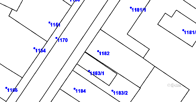 Parcela st. 1182 v KÚ Pečky, Katastrální mapa