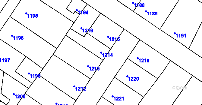 Parcela st. 1214 v KÚ Pečky, Katastrální mapa