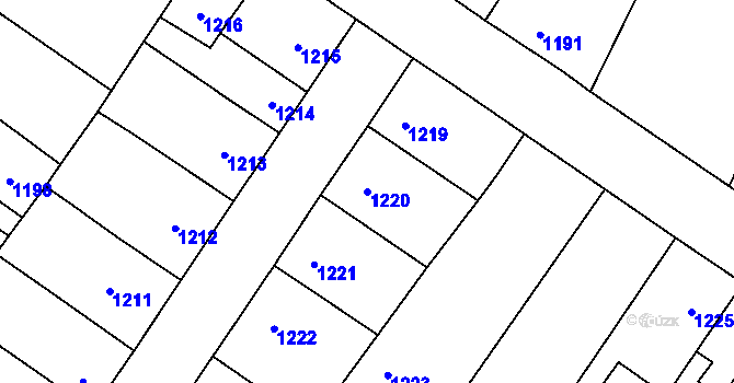 Parcela st. 1220 v KÚ Pečky, Katastrální mapa