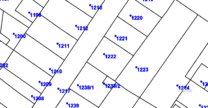 Parcela st. 1222 v KÚ Pečky, Katastrální mapa