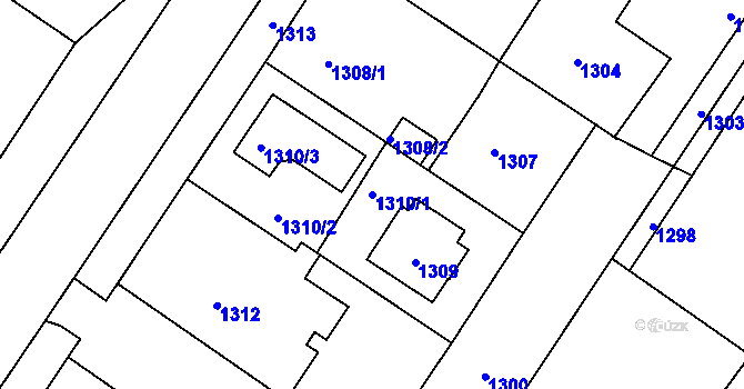 Parcela st. 1310/1 v KÚ Pečky, Katastrální mapa