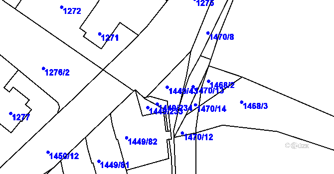 Parcela st. 1449/43 v KÚ Pečky, Katastrální mapa