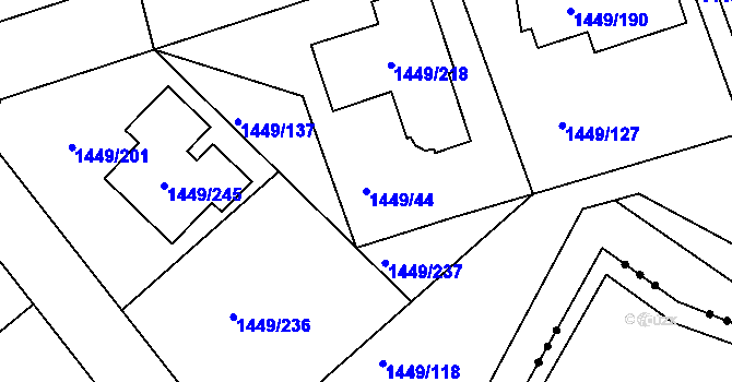 Parcela st. 1449/44 v KÚ Pečky, Katastrální mapa