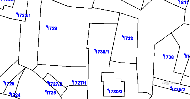 Parcela st. 1730/1 v KÚ Pečky, Katastrální mapa