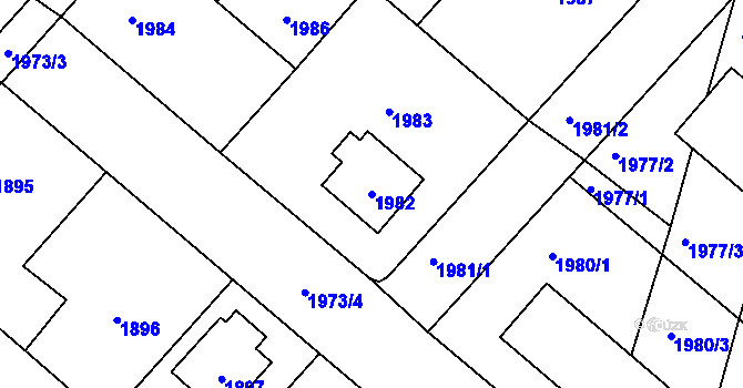 Parcela st. 1982 v KÚ Pečky, Katastrální mapa