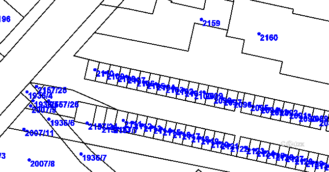 Parcela st. 2103 v KÚ Pečky, Katastrální mapa