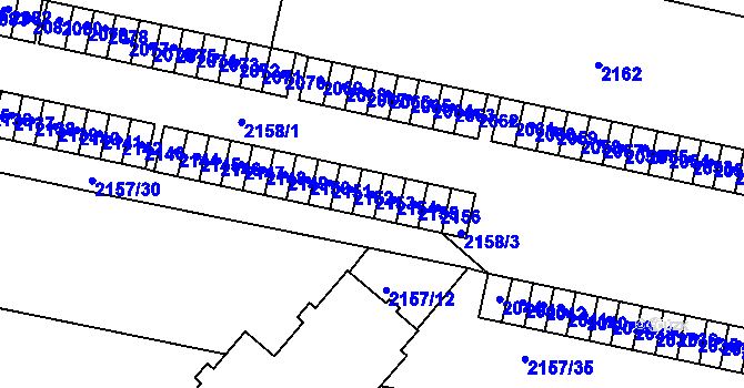 Parcela st. 2153 v KÚ Pečky, Katastrální mapa