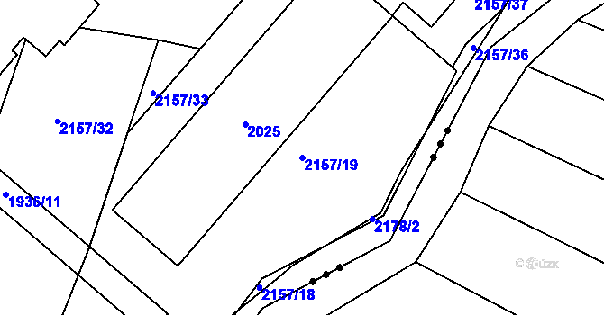 Parcela st. 2157/19 v KÚ Pečky, Katastrální mapa