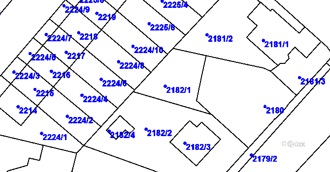 Parcela st. 2182/1 v KÚ Pečky, Katastrální mapa