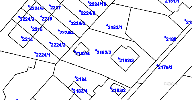 Parcela st. 2182/2 v KÚ Pečky, Katastrální mapa