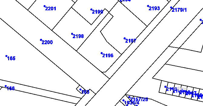 Parcela st. 2196 v KÚ Pečky, Katastrální mapa