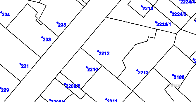 Parcela st. 2212 v KÚ Pečky, Katastrální mapa