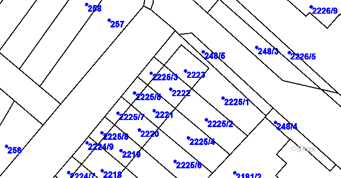 Parcela st. 2222 v KÚ Pečky, Katastrální mapa