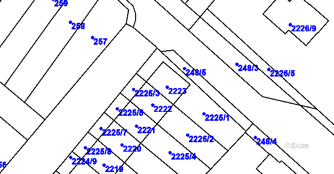 Parcela st. 2223 v KÚ Pečky, Katastrální mapa
