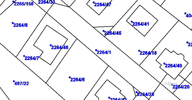 Parcela st. 2264/1 v KÚ Pečky, Katastrální mapa