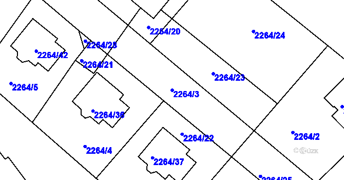 Parcela st. 2264/3 v KÚ Pečky, Katastrální mapa