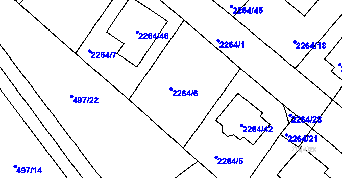 Parcela st. 2264/6 v KÚ Pečky, Katastrální mapa