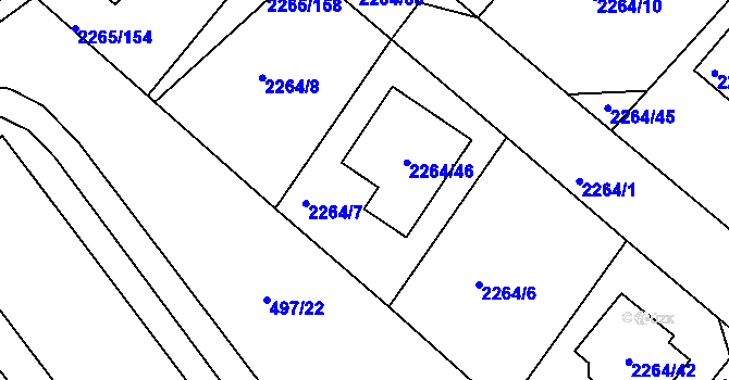 Parcela st. 2264/7 v KÚ Pečky, Katastrální mapa