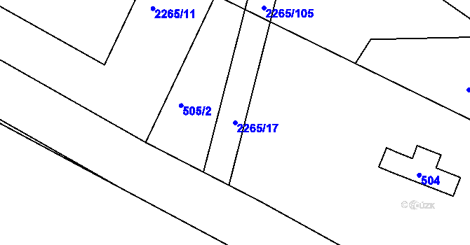 Parcela st. 2265/17 v KÚ Pečky, Katastrální mapa