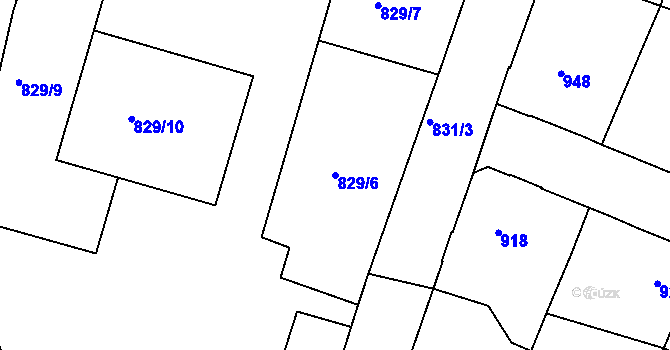Parcela st. 829/6 v KÚ Pečky, Katastrální mapa