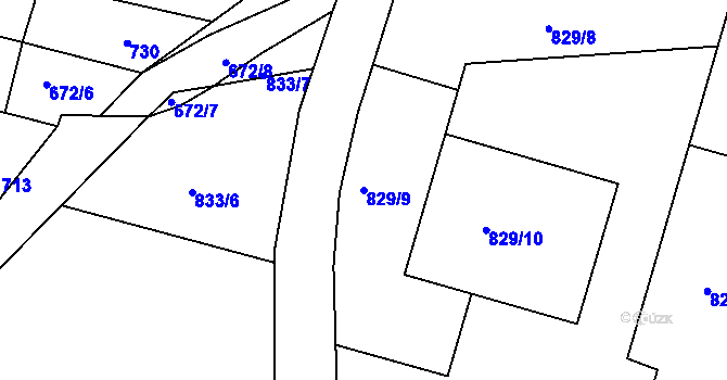 Parcela st. 829/9 v KÚ Pečky, Katastrální mapa