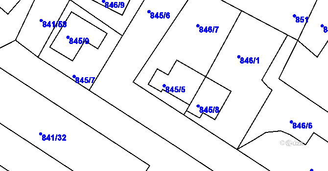 Parcela st. 845/5 v KÚ Pečky, Katastrální mapa