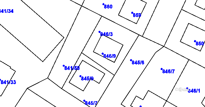 Parcela st. 846/9 v KÚ Pečky, Katastrální mapa