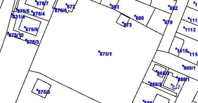 Parcela st. 875/1 v KÚ Pečky, Katastrální mapa