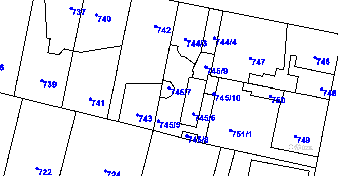 Parcela st. 745/7 v KÚ Pečky, Katastrální mapa
