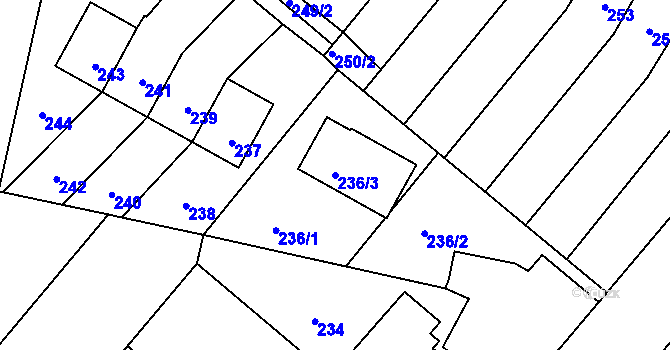 Parcela st. 236/3 v KÚ Pečky, Katastrální mapa