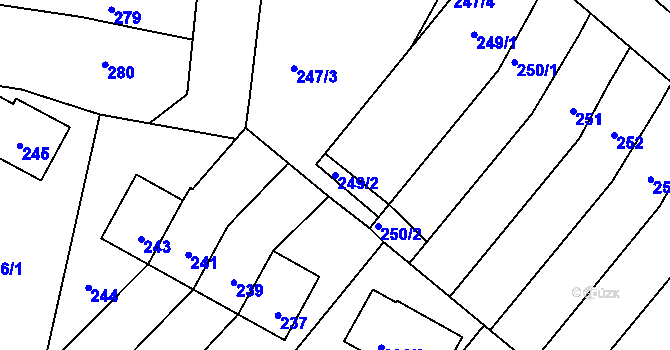 Parcela st. 249/2 v KÚ Pečky, Katastrální mapa