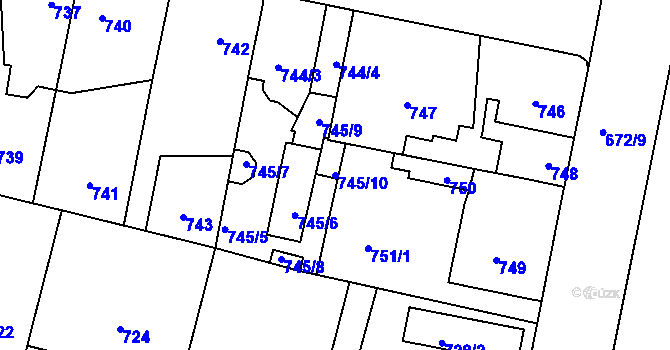 Parcela st. 745/10 v KÚ Pečky, Katastrální mapa