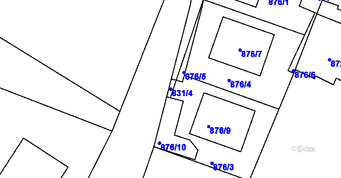 Parcela st. 831/4 v KÚ Pečky, Katastrální mapa