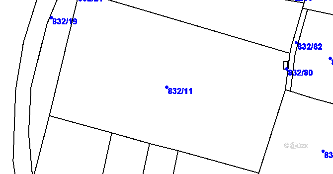 Parcela st. 832/11 v KÚ Pečky, Katastrální mapa