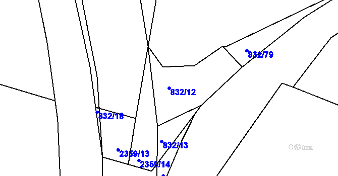Parcela st. 832/12 v KÚ Pečky, Katastrální mapa