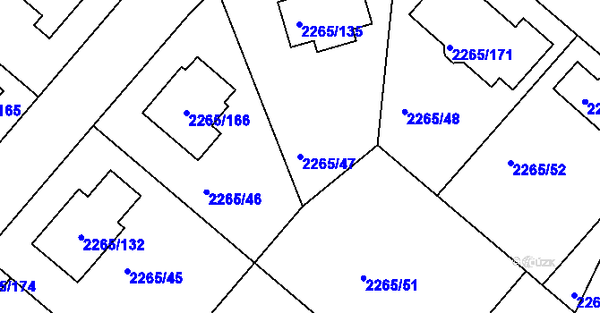 Parcela st. 2265/47 v KÚ Pečky, Katastrální mapa