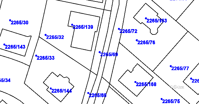 Parcela st. 2265/69 v KÚ Pečky, Katastrální mapa