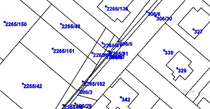 Parcela st. 2265/80 v KÚ Pečky, Katastrální mapa