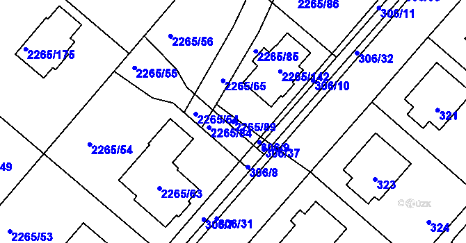 Parcela st. 2265/89 v KÚ Pečky, Katastrální mapa