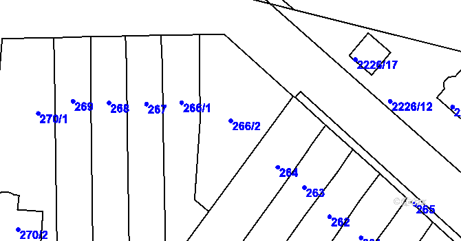 Parcela st. 266/2 v KÚ Pečky, Katastrální mapa