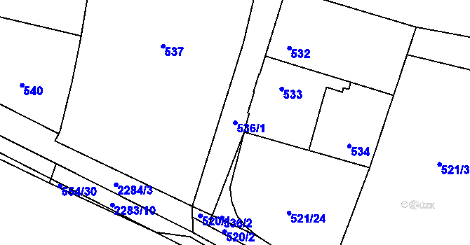 Parcela st. 536/1 v KÚ Pečky, Katastrální mapa