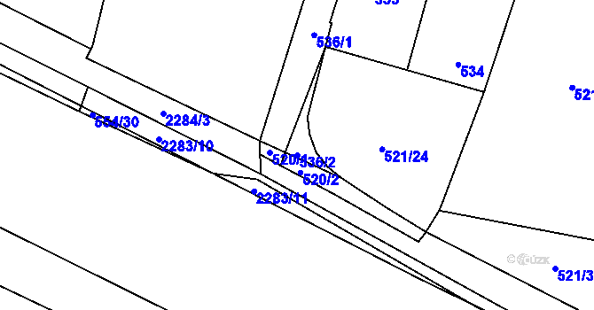 Parcela st. 536/2 v KÚ Pečky, Katastrální mapa
