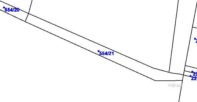 Parcela st. 554/21 v KÚ Pečky, Katastrální mapa