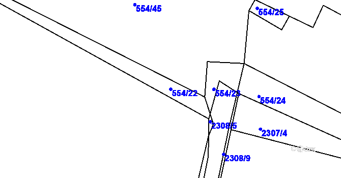 Parcela st. 554/22 v KÚ Pečky, Katastrální mapa