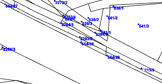 Parcela st. 554/28 v KÚ Pečky, Katastrální mapa