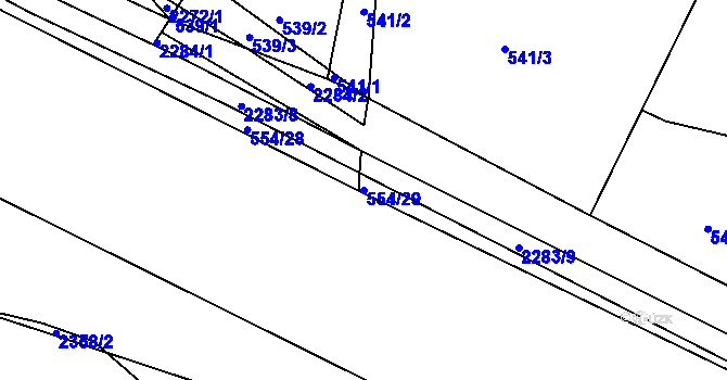 Parcela st. 554/29 v KÚ Pečky, Katastrální mapa