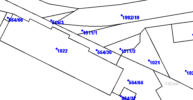 Parcela st. 554/36 v KÚ Pečky, Katastrální mapa