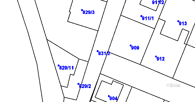 Parcela st. 831/2 v KÚ Pečky, Katastrální mapa