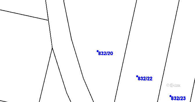 Parcela st. 832/20 v KÚ Pečky, Katastrální mapa
