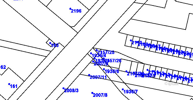 Parcela st. 2157/25 v KÚ Pečky, Katastrální mapa